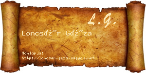 Loncsár Géza névjegykártya