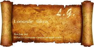 Loncsár Géza névjegykártya